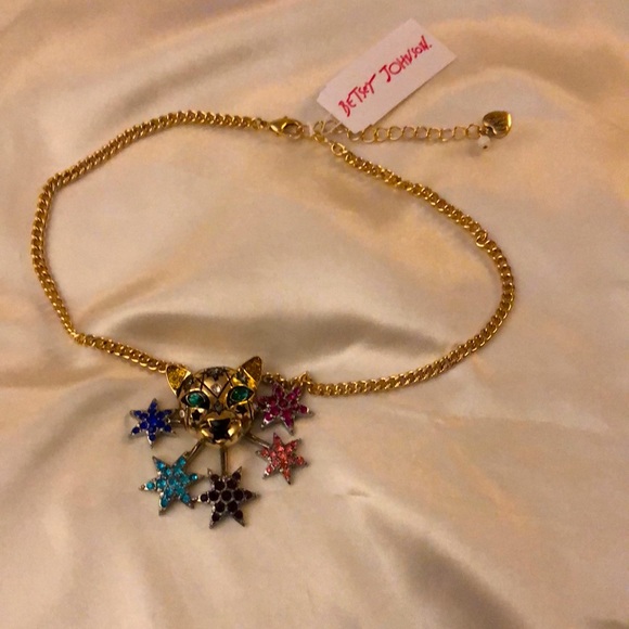Betsey Johnson Gold Tone Leopard & Shooting Star Pendant Necklace NWT - Picture 10 of 16